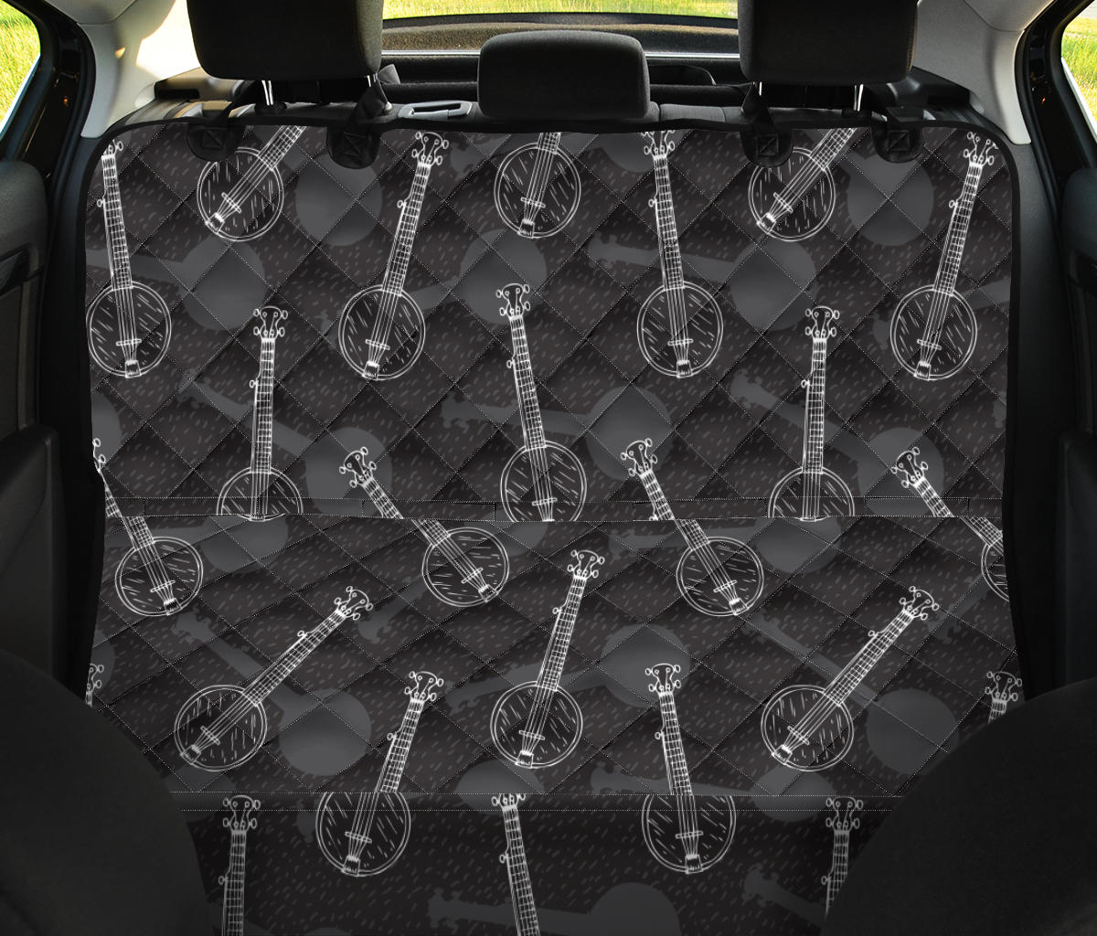 Banjo Pattern Print Design 03 Rear Dog Car Seat Cover Hammock
