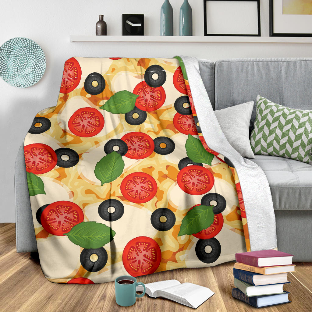Pizza Pattern Print Design A05 Premium Blanket