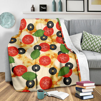 Pizza Pattern Print Design A05 Premium Blanket