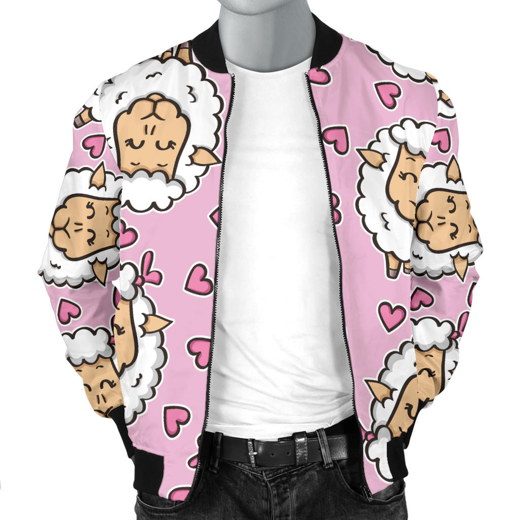 Sheep Cute Pattern Print Design 01 Men Bomber Jacket