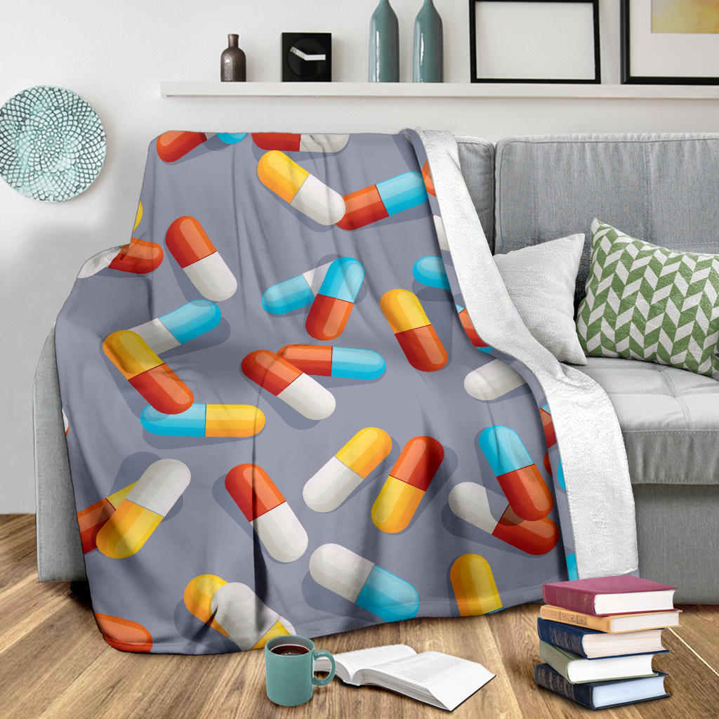 Pill Pattern Print Design A01 Premium Blanket
