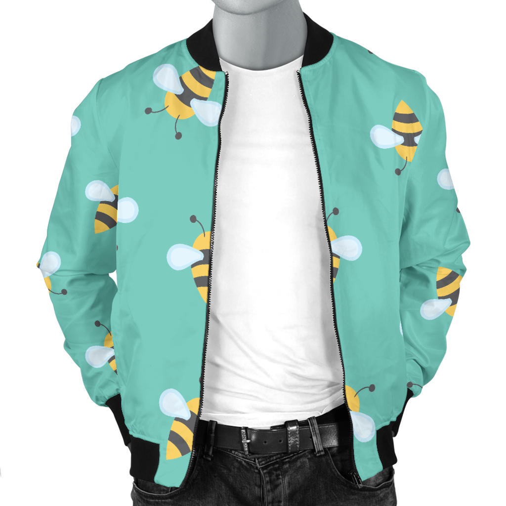 Bee Pattern Print Design 01 Men Bomber Jacket