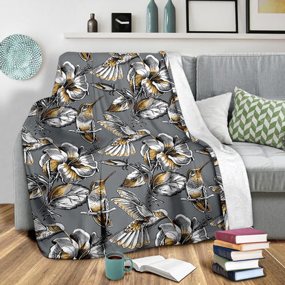 Hummingbird Pattern Print Design 02 Premium Blanket