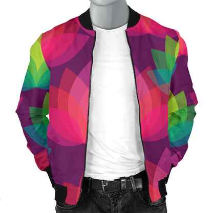 Lotus Pattern Print Design 02 Men Bomber Jacket