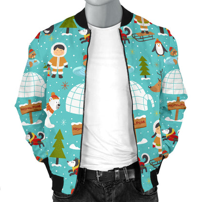 Eskimo Pattern Print Design 01 Men Bomber Jacket