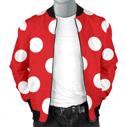 Polka Dot Red Pattern Print Design 04 Men Bomber Jacket