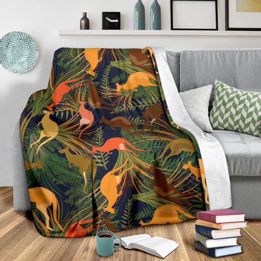 Kangaroos Pattern Print Design 07 Premium Blanket