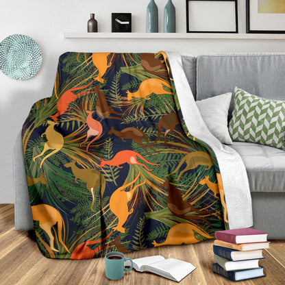Kangaroos Pattern Print Design 07 Premium Blanket