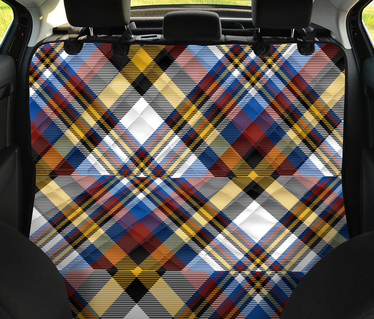 Madras Pattern Print Design 01 Rear Dog Car Seat Cover Hammock