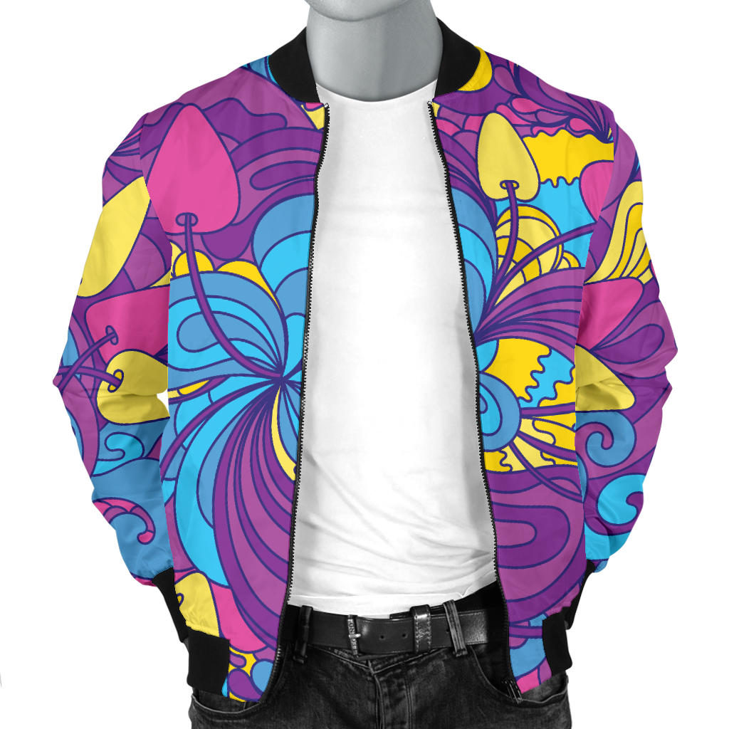 Psychedelic Mushroom Pattern Print Design A03 Men Bomber Jacket