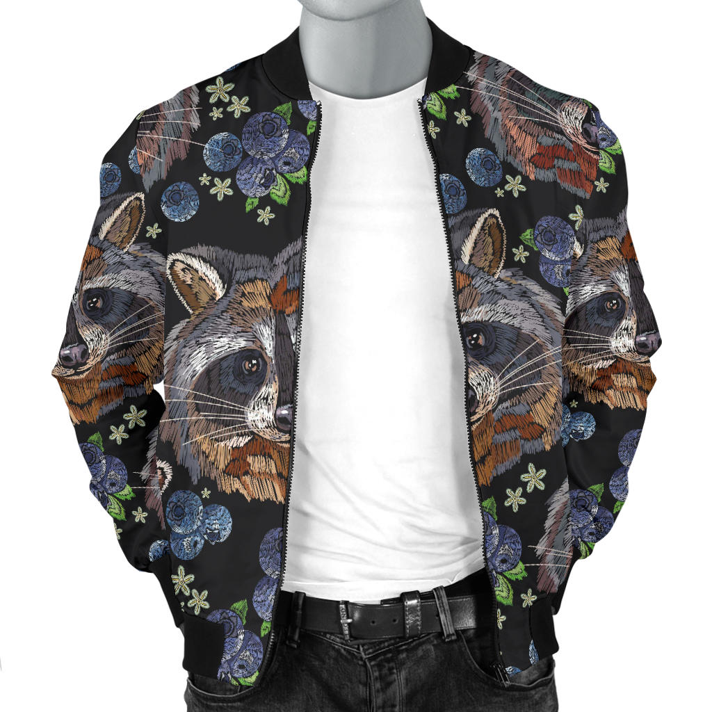 Raccoon Pattern Print Design A03 Men Bomber Jacket