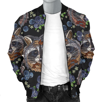 Raccoon Pattern Print Design A03 Men Bomber Jacket