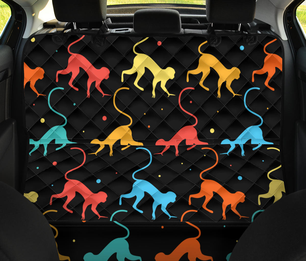 Monkey Pattern Print Design 01 Rear Dog Car Seat Cover Hammock