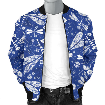 Dragonfly Pattern Print Design 03 Men Bomber Jacket