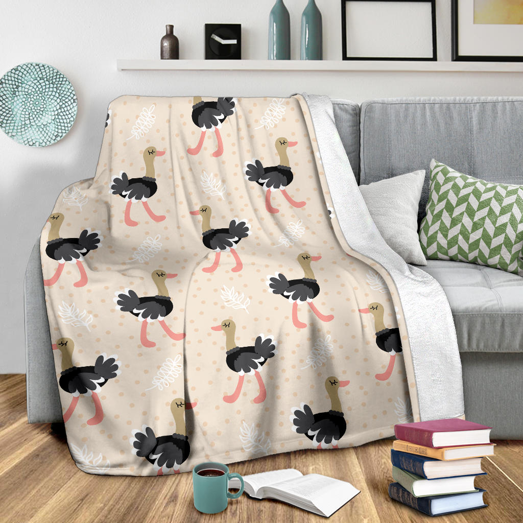 Ostrich Pattern Print Design 02 Premium Blanket