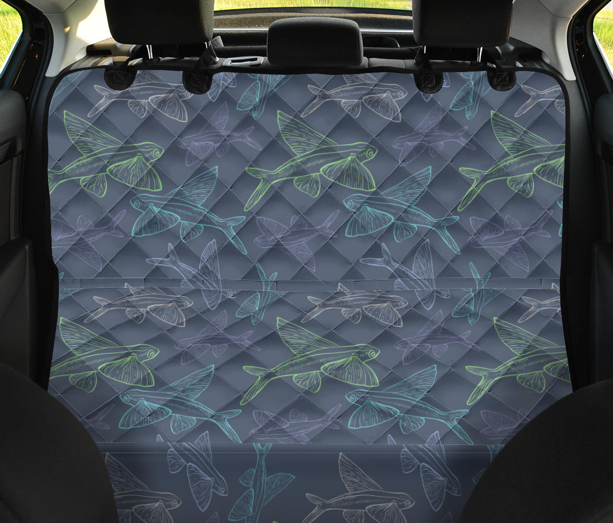 Flying Fish Pattern Print Design 02 Rear Dog Car Seat Cover Hammock