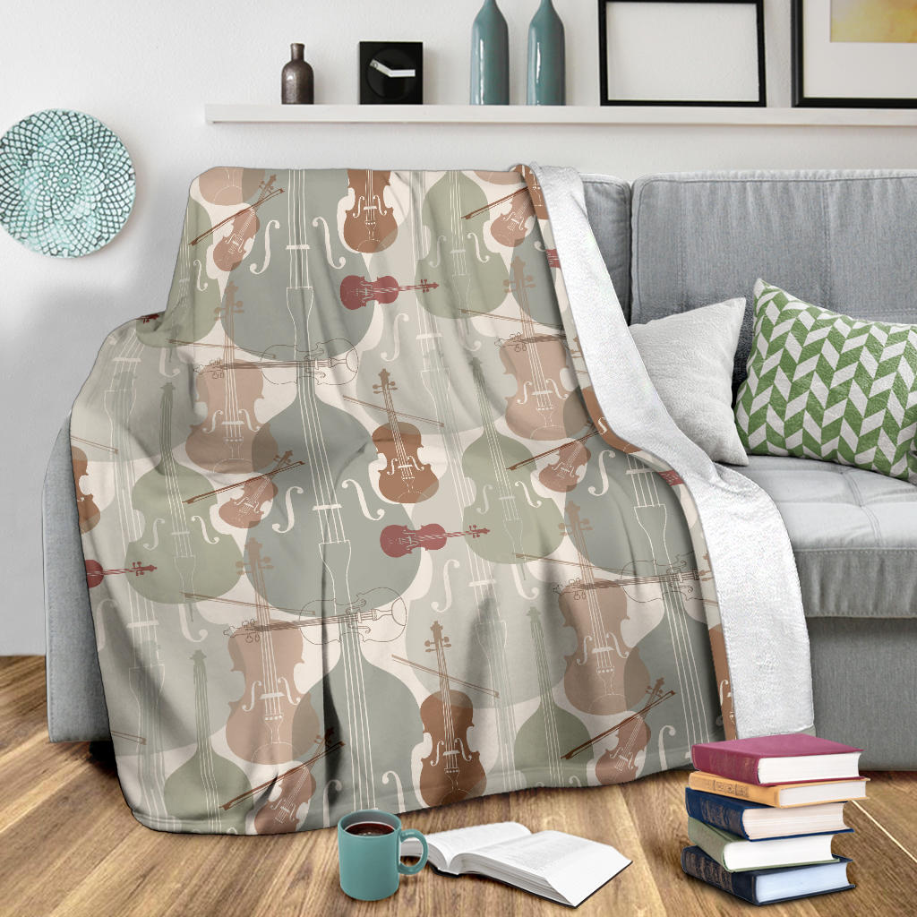 Violin Pattern Print Design 01 Premium Blanket