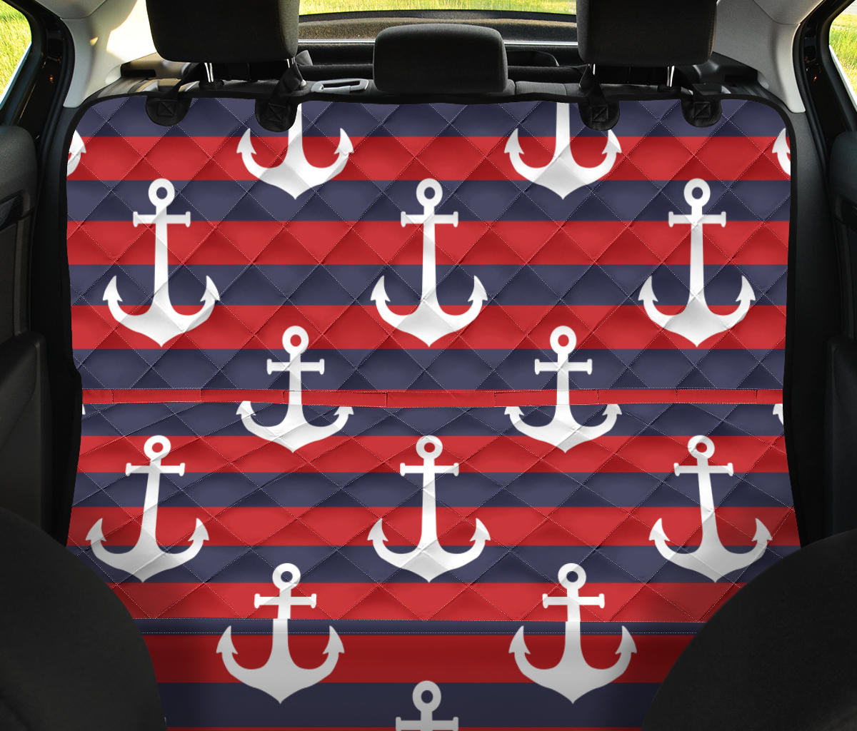 Nautical Pattern Print Design A05 Rear Dog Car Seat Cover Hammock