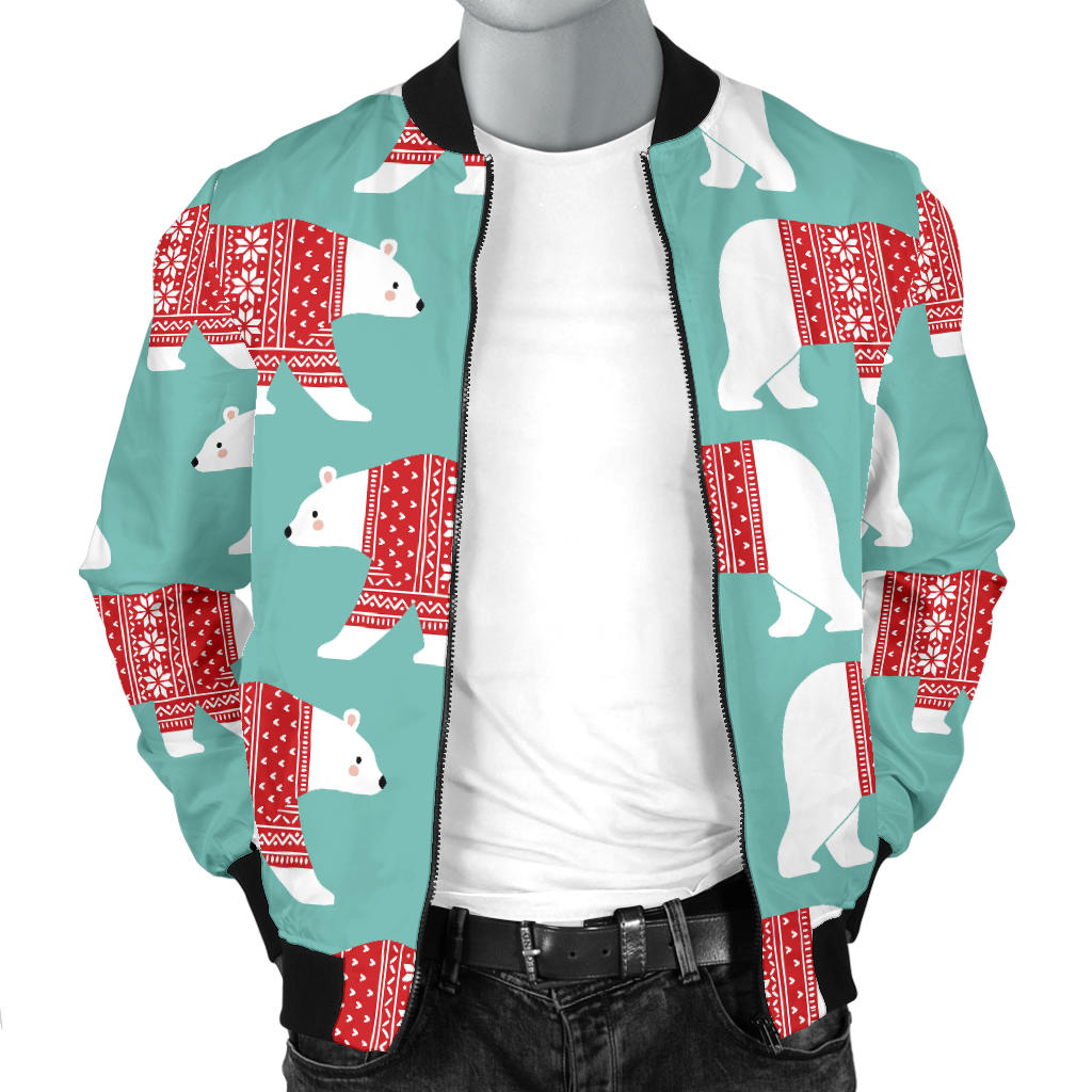 Polar Bear Pattern Print Design A04 Men Bomber Jacket