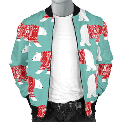 Polar Bear Pattern Print Design A04 Men Bomber Jacket