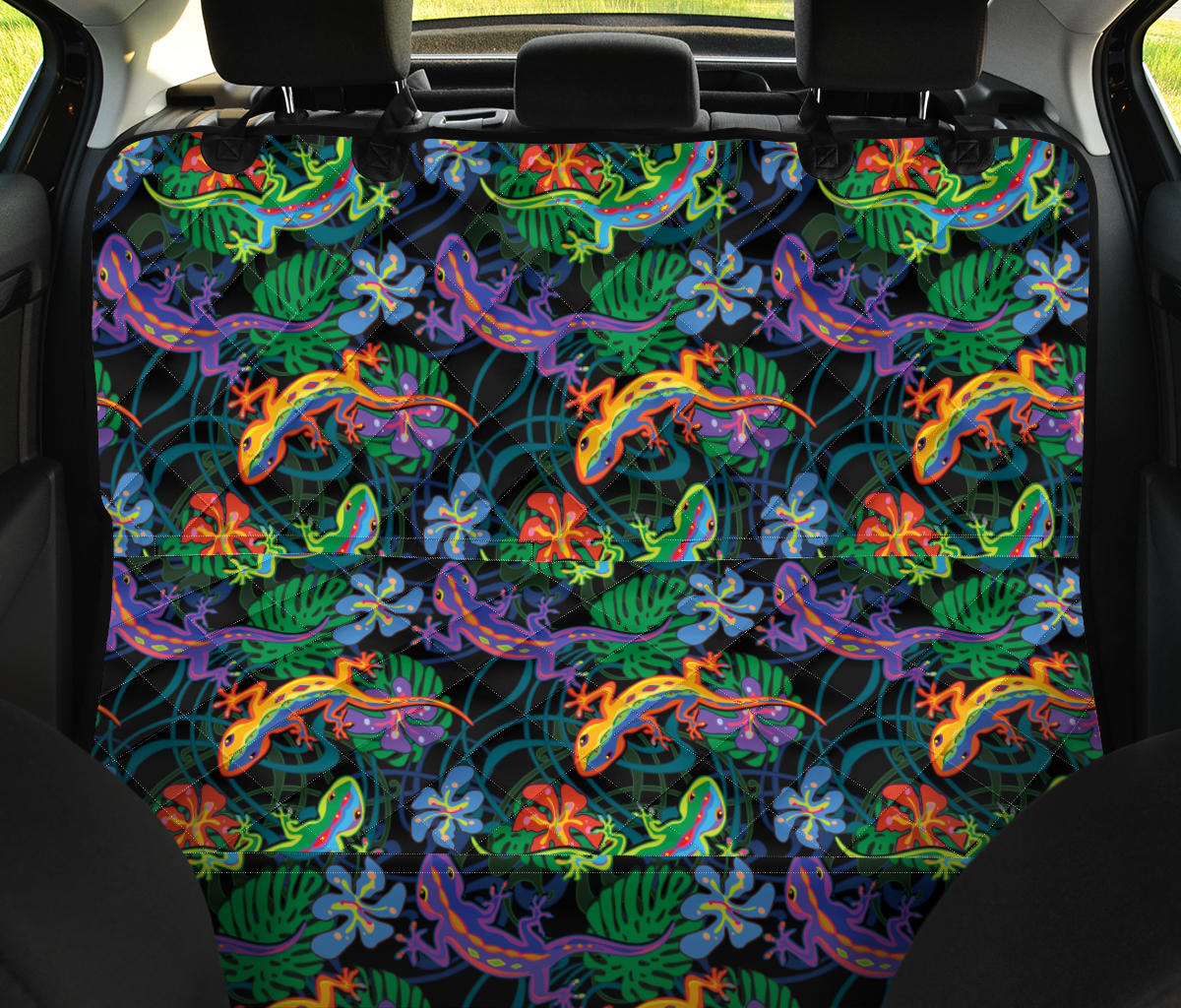 Gecko Colorful Pattern Print Design 01 Rear Dog Car Seat Cover Hammock