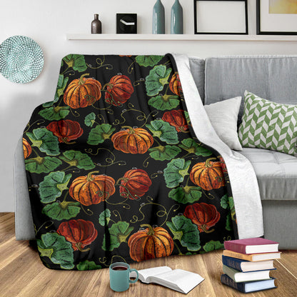 Pumpkin Pattern Print Design A02 Premium Blanket
