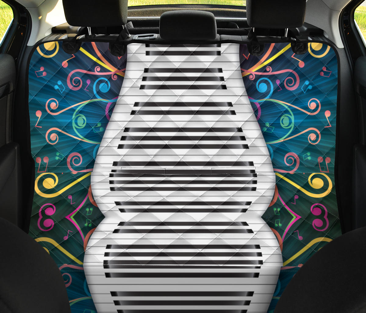 Piano Pattern Print Design 01 Rear Dog Car Seat Cover Hammock