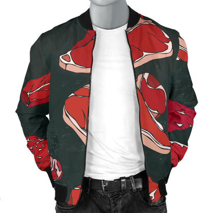 Meat Pattern Print Design 01 Men Bomber Jacket