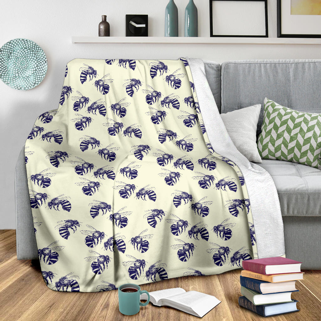 Bee Pattern Print Design 02 Premium Blanket