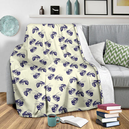 Bee Pattern Print Design 02 Premium Blanket