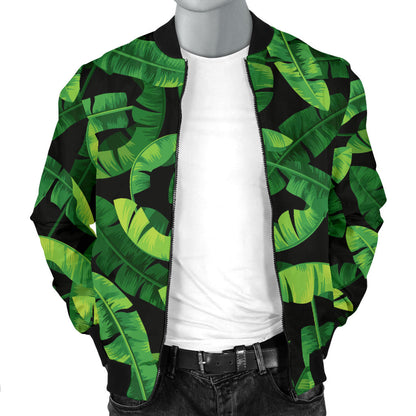 Banana Leaf Pattern Print Design 02 Men Bomber Jacket
