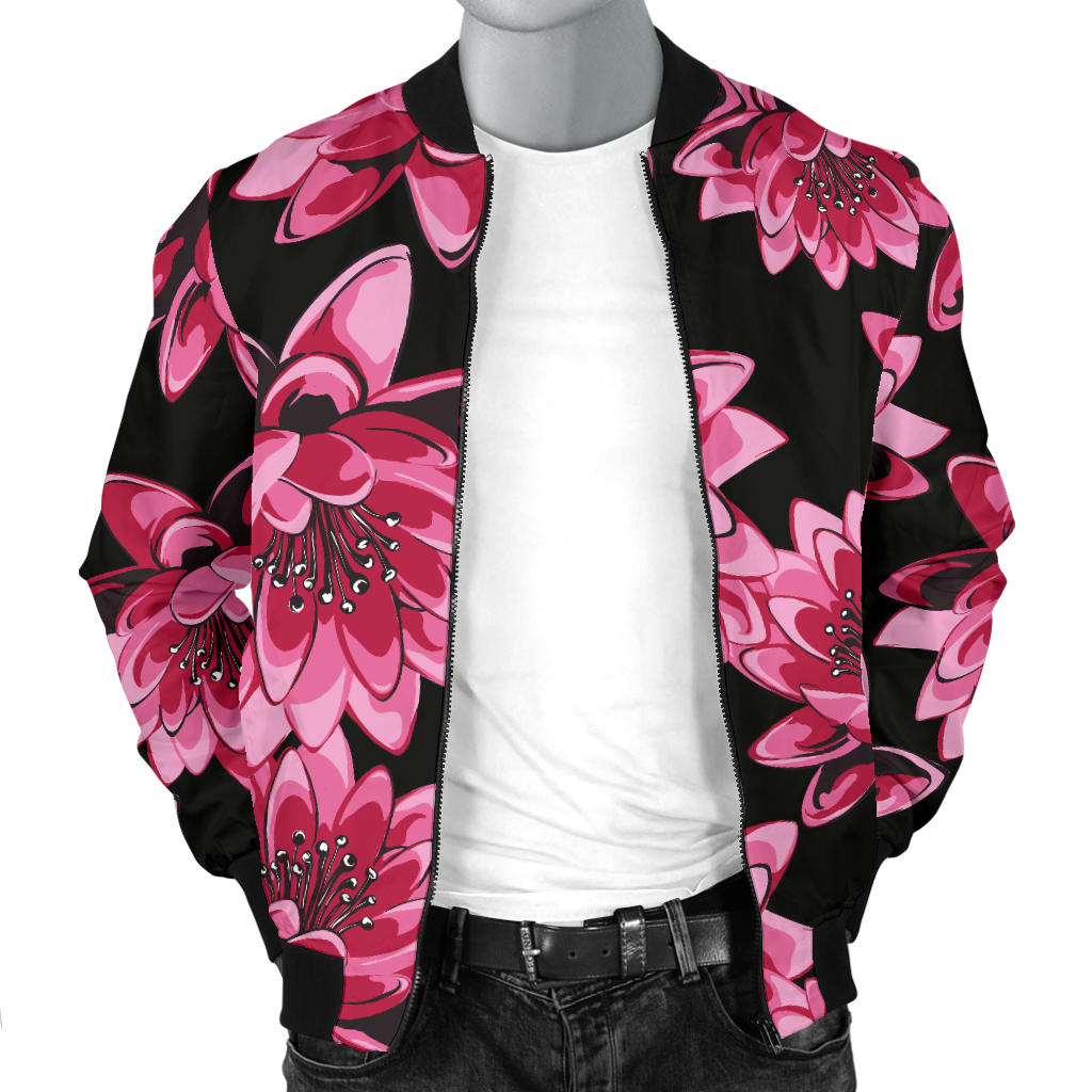 Lotus Pattern Print Design 03 Men Bomber Jacket