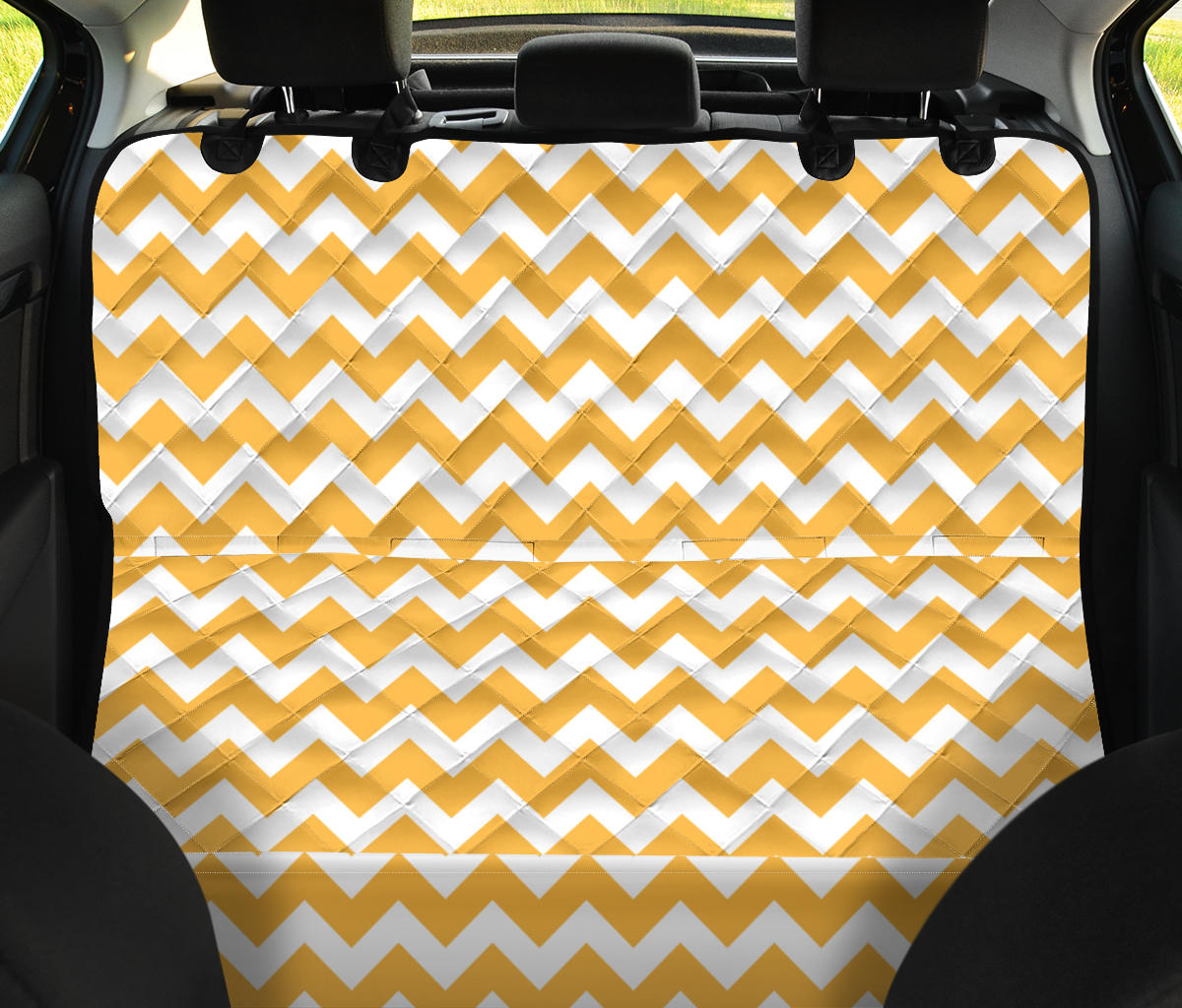 Chevron Orange Pattern Print Design 01 Rear Dog Car Seat Cover Hammock