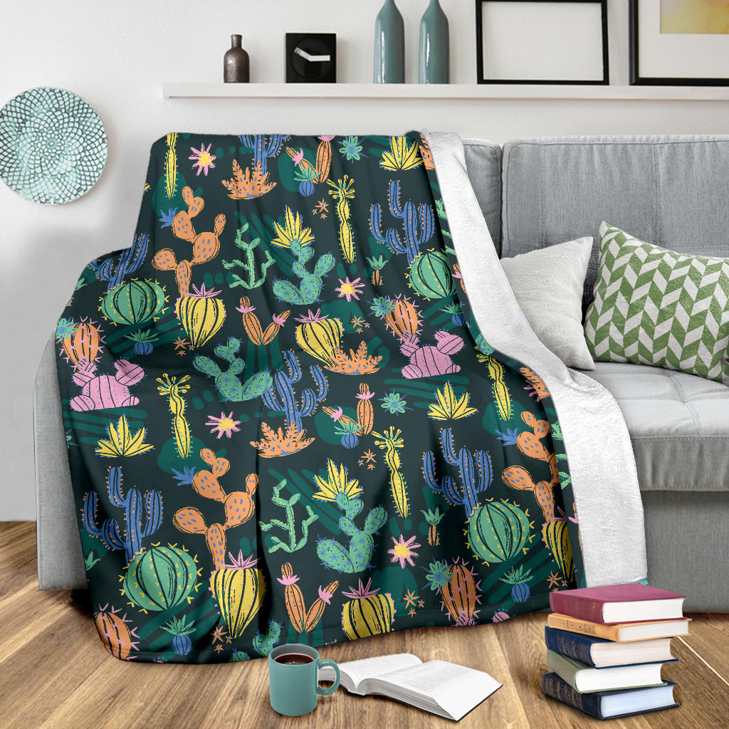 Cactus Pattern Print Design 05 Premium Blanket