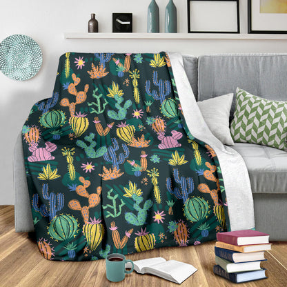 Cactus Pattern Print Design 05 Premium Blanket