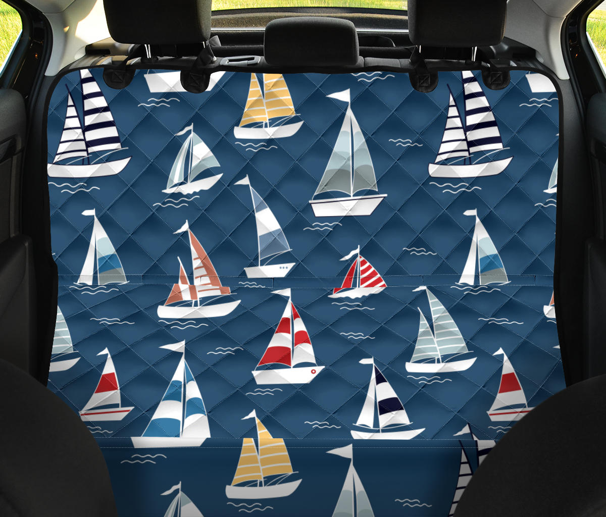 Sailing Ships Pattern Print Design A04 Rear Dog Car Seat Cover Hammock