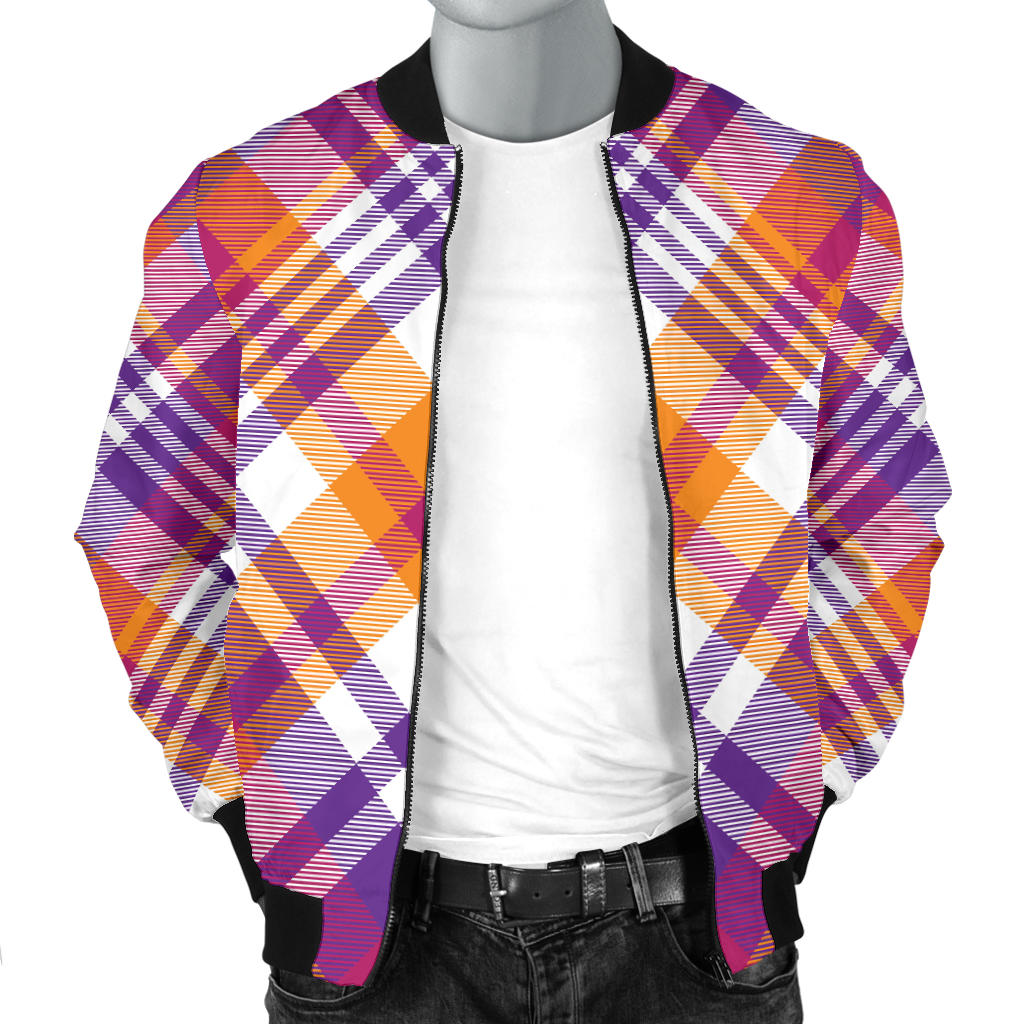 Madras Pattern Print Design 02 Men Bomber Jacket