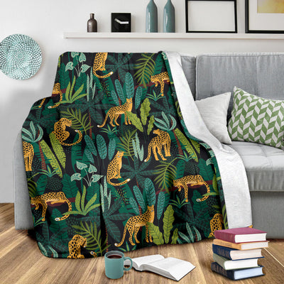 Jaguar Jungle Pattern Print Design 03 Premium Blanket