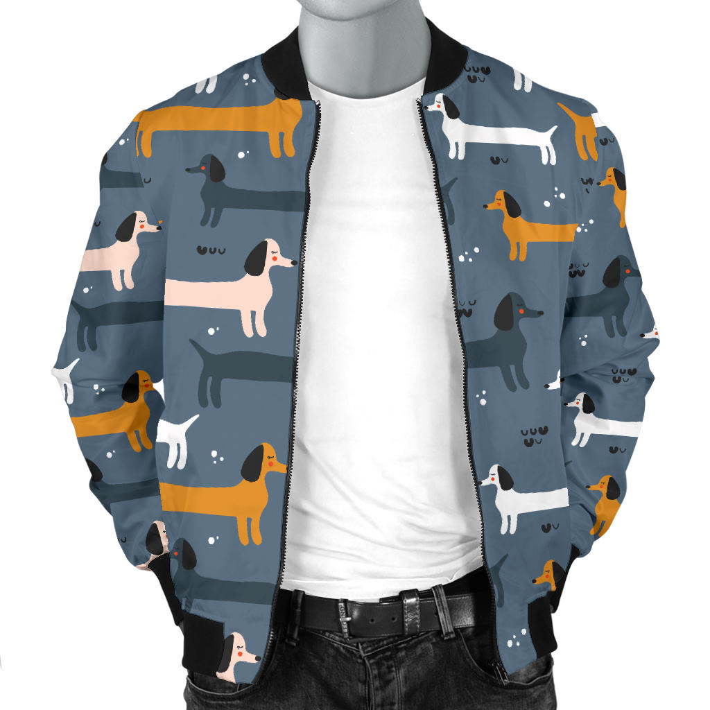 Dachshund Pattern Print Design 012 Men Bomber Jacket