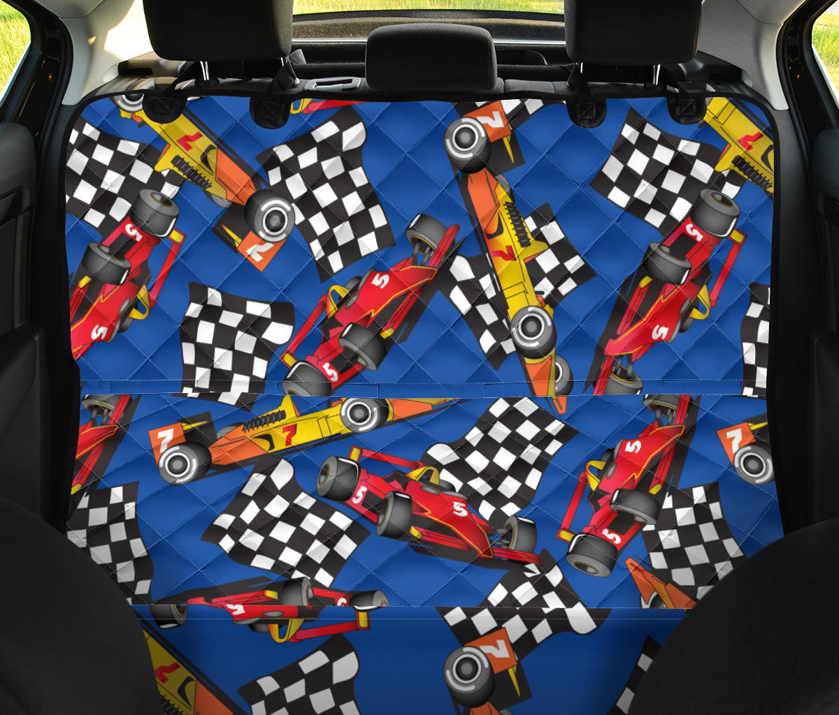 Racing Pattern Print Design A01 Rear Dog Car Seat Cover Hammock