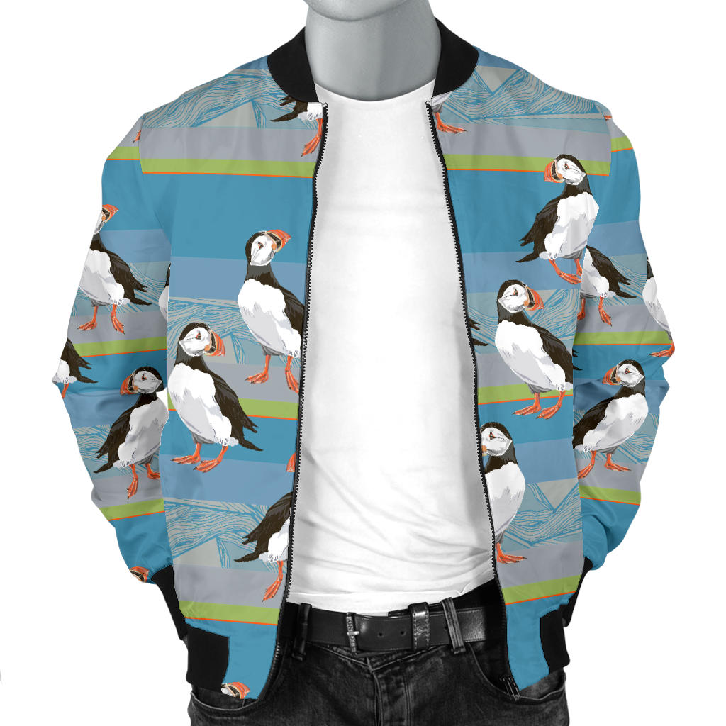 Puffin Pattern Print Design A01 Men Bomber Jacket