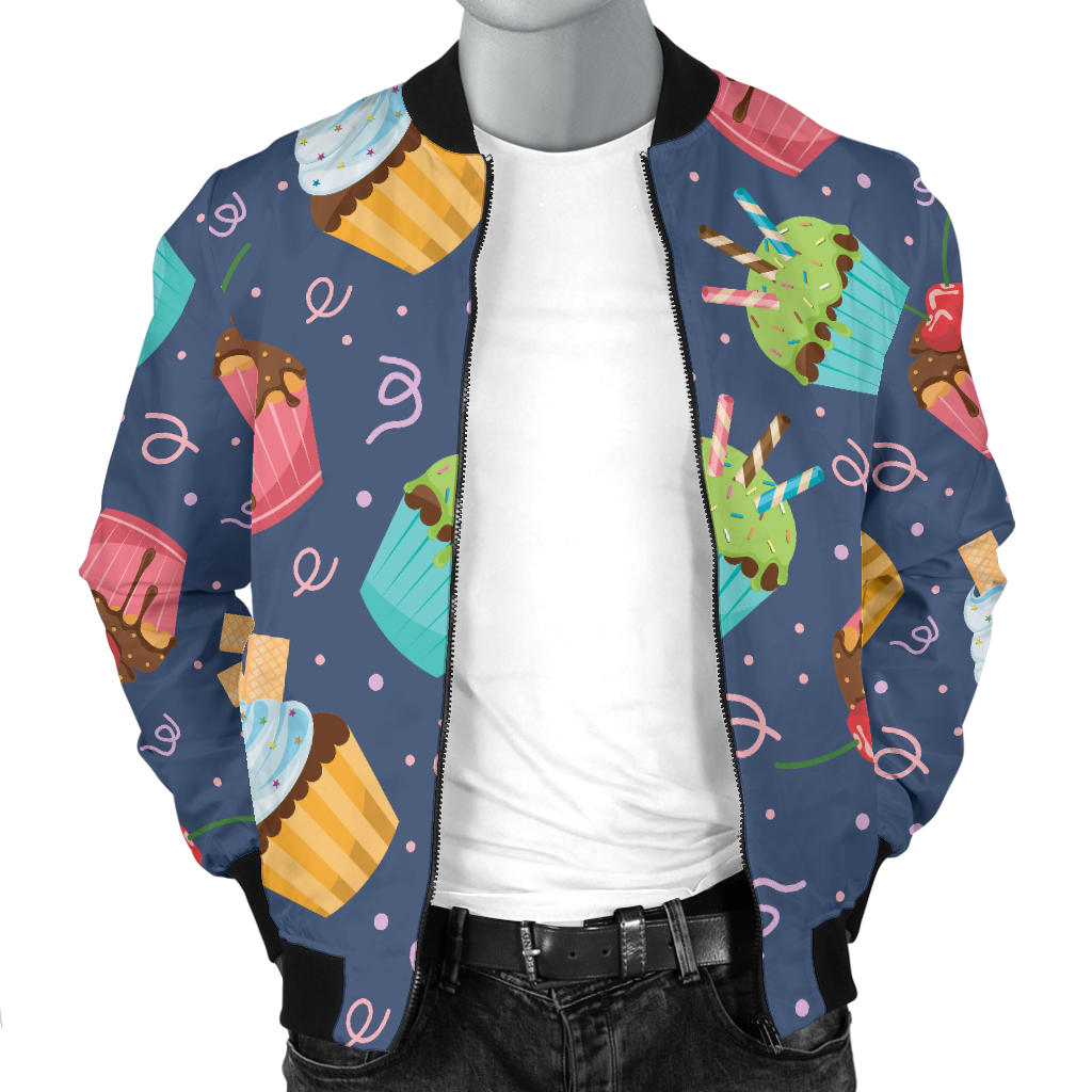 Cupcake Pattern Print Design 02 Men Bomber Jacket