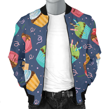 Cupcake Pattern Print Design 02 Men Bomber Jacket