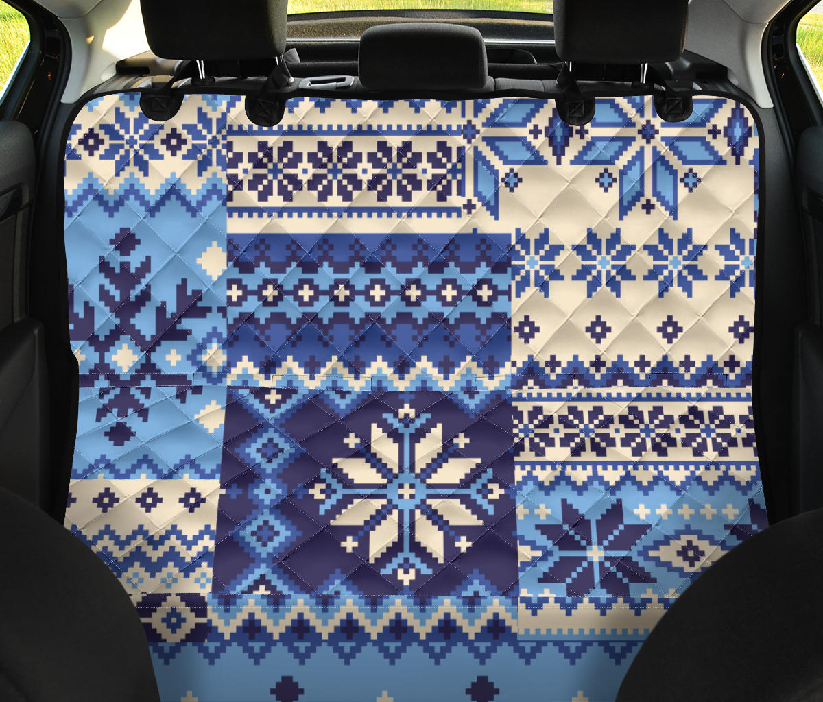 Nordic Pattern Print Design A04 Rear Dog Car Seat Cover Hammock