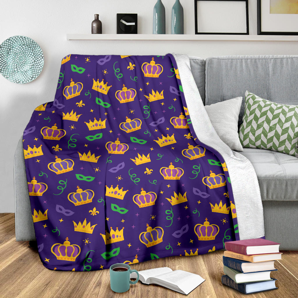 Mardi Gras Pattern Print Design 03 Premium Blanket