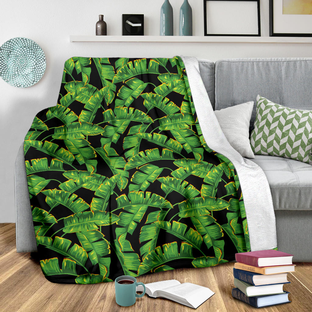 Banana Leaf Pattern Print Design 03 Premium Blanket