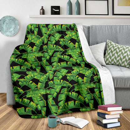 Banana Leaf Pattern Print Design 03 Premium Blanket