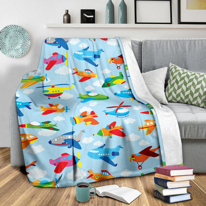Airplane Colorful Pattern Print Design 01 Premium Blanket