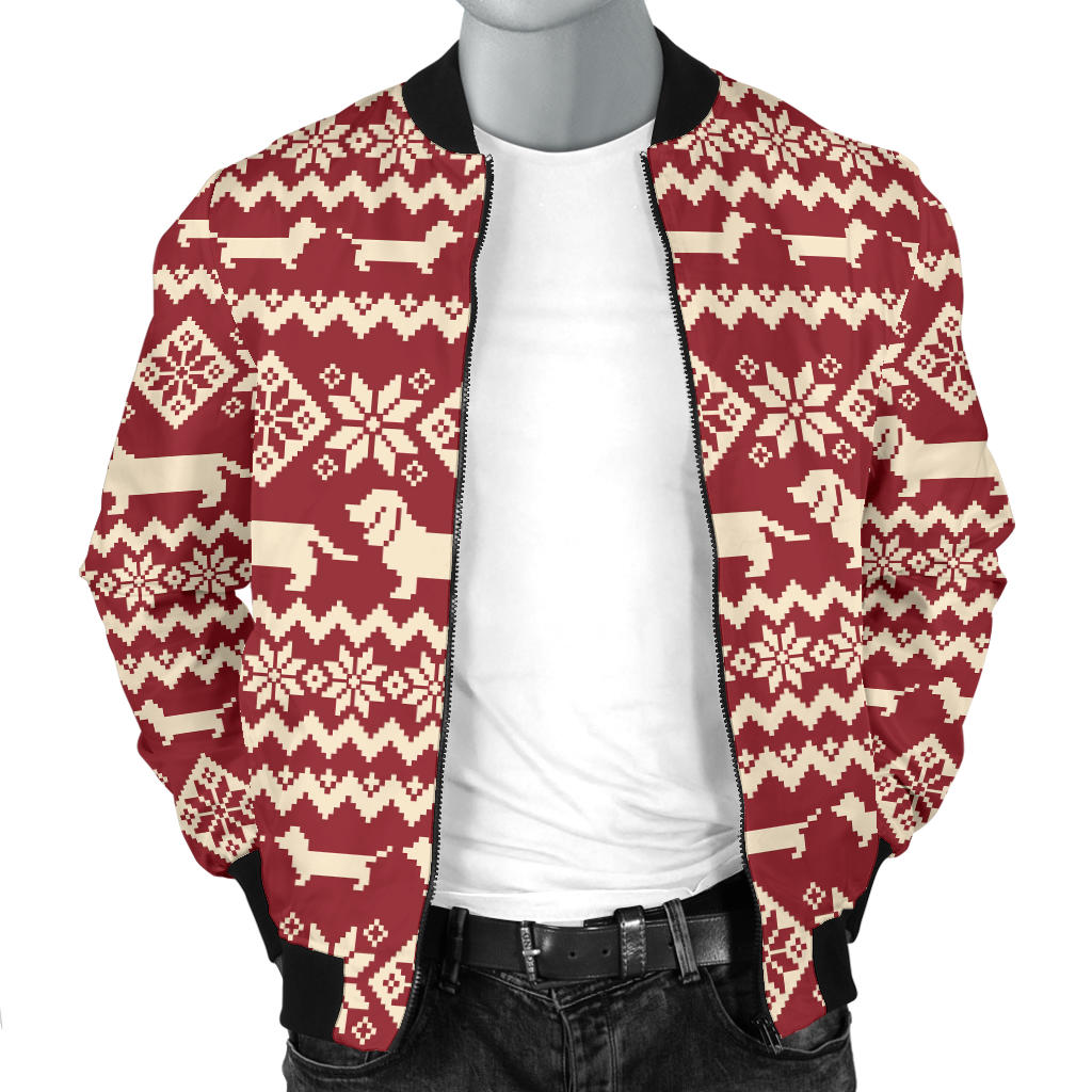 Dachshund Pattern Print Design 09 Men Bomber Jacket