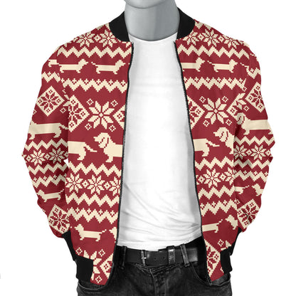 Dachshund Pattern Print Design 09 Men Bomber Jacket